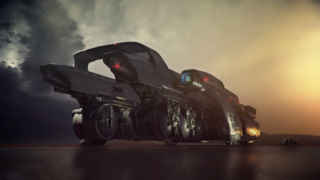 Futuristic vehicle large engine back free wallpaper for desktop - medium preview image