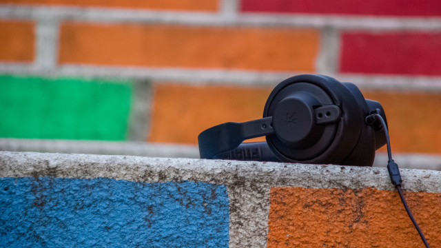 Headphones brickwall colorful wall serialart free wallpaper for desktop - medium preview image