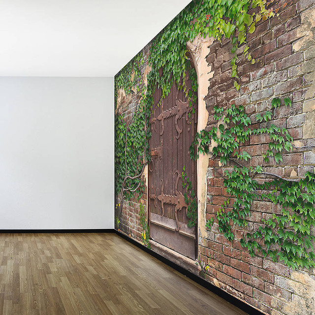 Brick wall door vines wooden free wallpaper for tablet - medium preview image