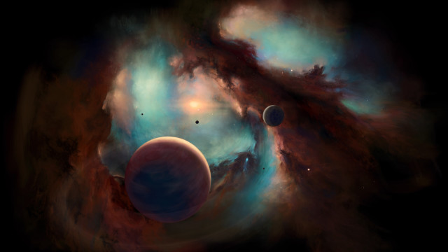 Space star orb planet moon free wallpaper for desktop - medium preview image