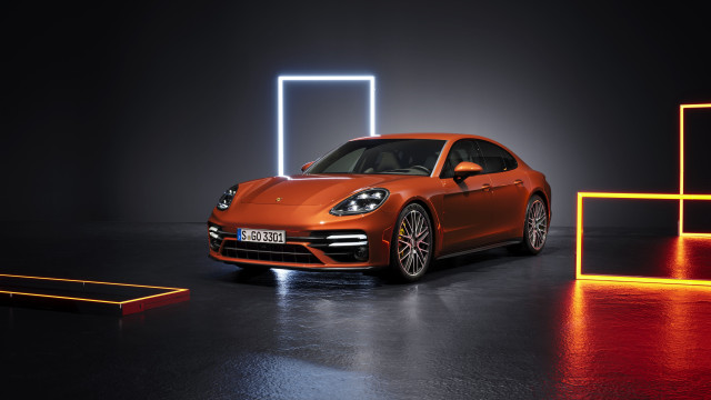 Porsche panamera neon dark room free wallpaper for desktop - medium preview image