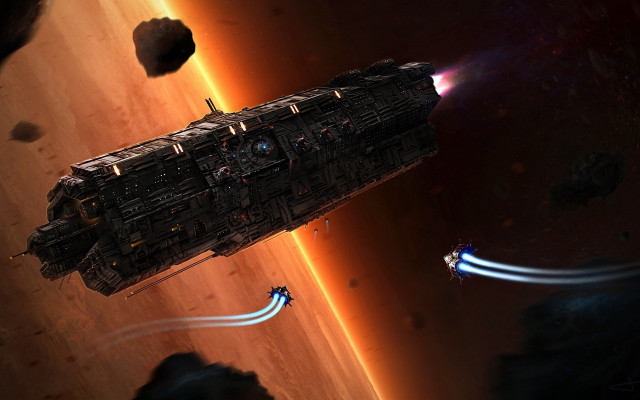 Space station red planet bright free wallpaper for desktop - medium preview image