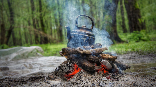 Kettle fire woods campfire nature free wallpaper for desktop - medium preview image