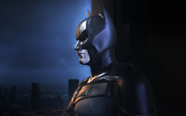 Batman night city lights window free wallpaper for desktop - medium preview image