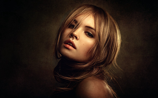 Woman long hair black background #11 free wallpaper for desktop - medium preview image