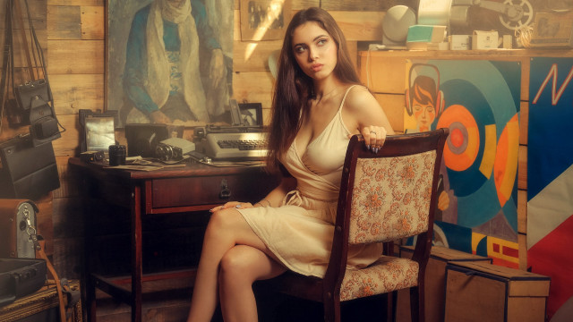 Elina karimova studio portrait artnouveau free wallpaper for desktop - medium preview image
