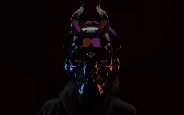 Horned man glowing horns red free wallpaper for desktop - medium preview image