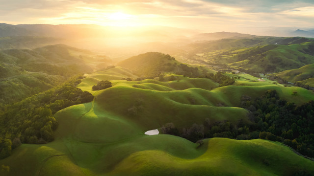 Green valley river sunset clouds free wallpaper for desktop - medium preview image