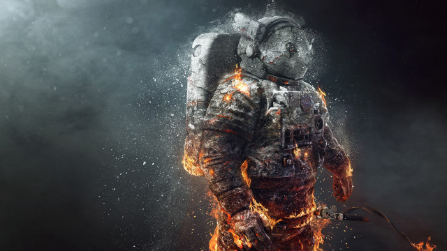 Fireman backpack fire space aurora free wallpaper for desktop - medium preview image