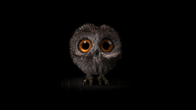 Owl orange eyes dark 3d free wallpaper for desktop - medium preview image