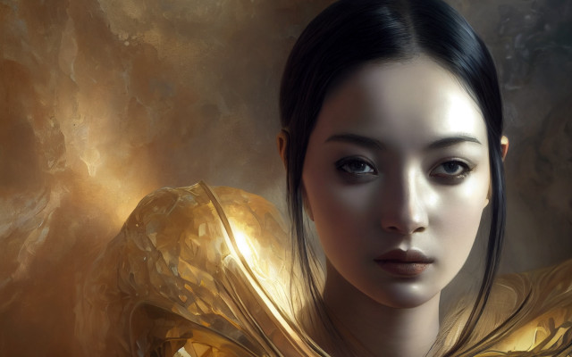 Golden dress shawl background fantasy free wallpaper for desktop - medium preview image