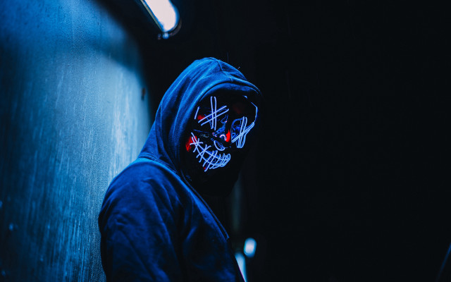 Blue hoodie skull facepaint redlight free wallpaper for desktop - medium preview image