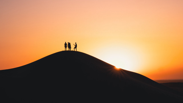 Hill sunset group cinematic silhouette free wallpaper for desktop - medium preview image