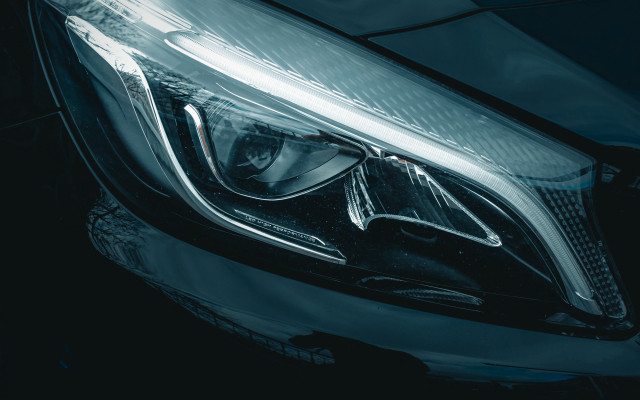 Car headlight closeup black white free wallpaper for desktop - medium preview image