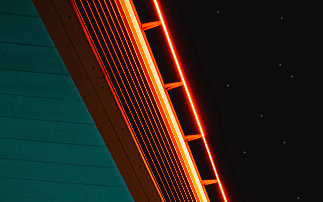 Clocktower redlight neon cyberpunk night free wallpaper for desktop - medium preview image