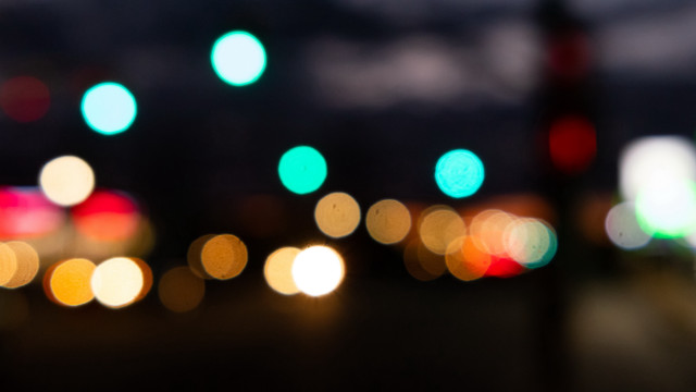 Blurry street lights traffic moon free wallpaper for desktop - medium preview image