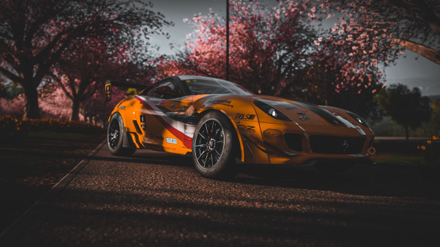 Sports car road night autumn free wallpaper for desktop - medium preview image