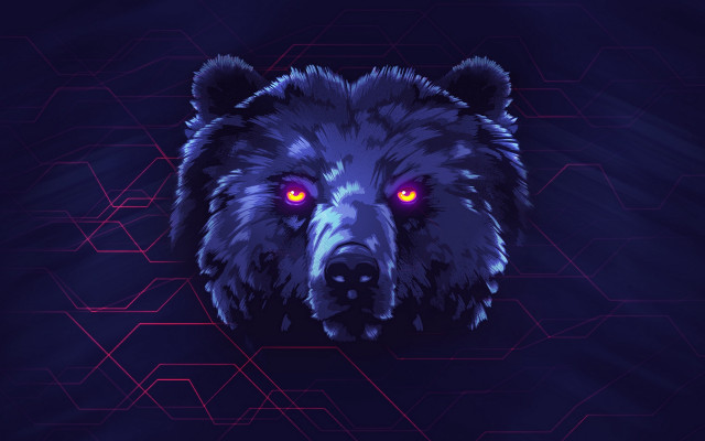 Glowing bear geometric shapes fangs free wallpaper for desktop - medium preview image