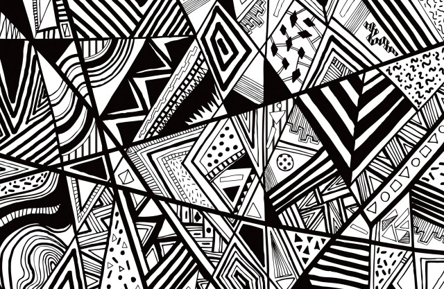 Black white geometric abstract lines free wallpaper for desktop - medium preview image