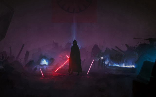 Man dark room lightsaber red free wallpaper for desktop - medium preview image