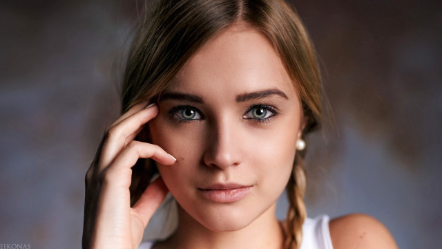 Woman braid blue eyes portrait #2 free wallpaper for desktop - medium preview image