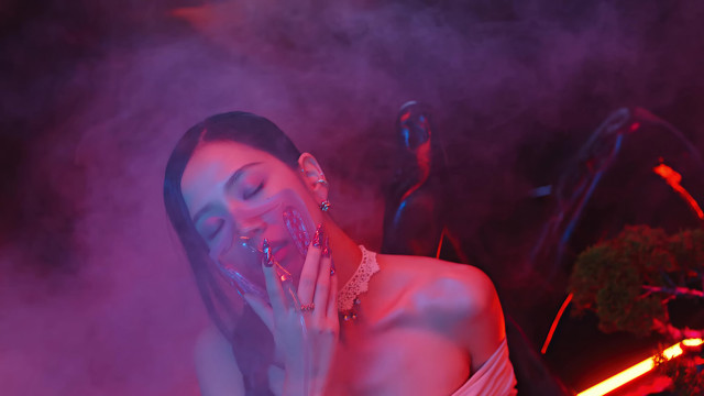 Woman white dress blowing bubbles free wallpaper for desktop - medium preview image