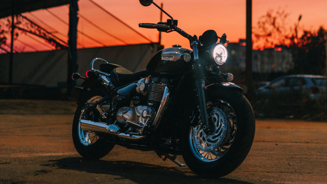 Motorcycle sunset parkinglot building car free wallpaper for desktop - medium preview image