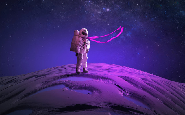 Astronaut purple surface pink tie free wallpaper for desktop - medium preview image