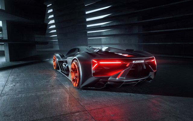 Futuristic car dark room red #5 free wallpaper for desktop - medium preview image