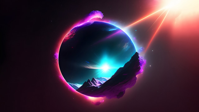 Colorful object center dark space free wallpaper for desktop - medium preview image