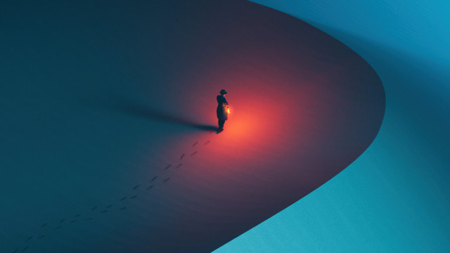 Person dark room red light free wallpaper for desktop - medium preview image