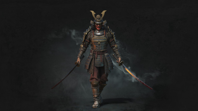 Demon mask samurai swordsman armor free wallpaper for desktop - medium preview image