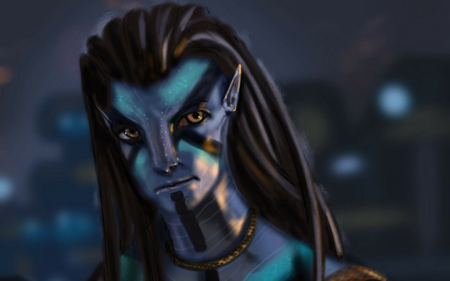 Cedric seaut afrofuturism elf blue free wallpaper for desktop - medium preview image