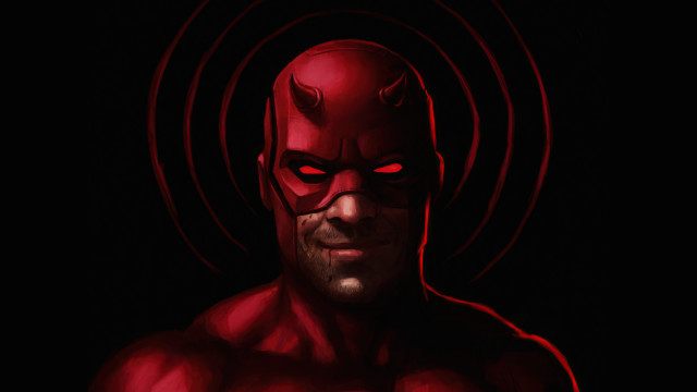 Red eyed man mask glowing free wallpaper for desktop - medium preview image