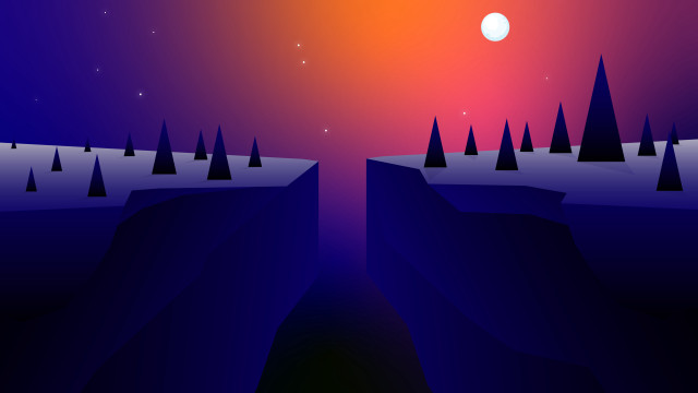 Landscape trees moon night sky free wallpaper for desktop - medium preview image