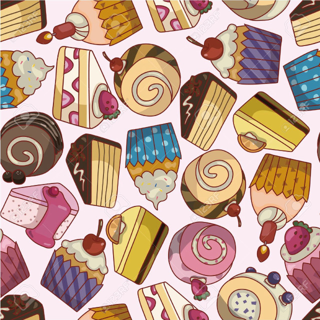 Cakes pastries pattern pink background free wallpaper for tablet - medium preview image