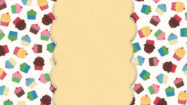 Cupcake pattern yellow background hole free wallpaper for desktop - medium preview image