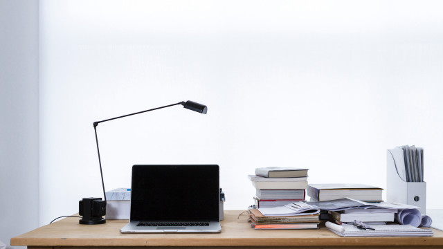 Laptop desk lamp books gradient free wallpaper for desktop - medium preview image