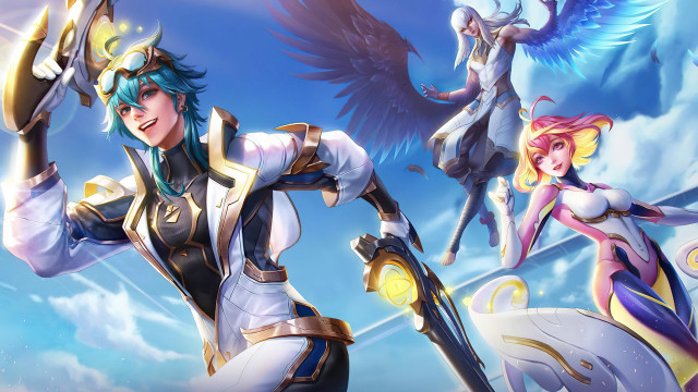 Wings girls sword sky feathers free wallpaper for desktop - medium preview image