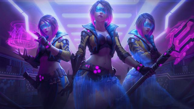 Futuristic neo noir cyberpunk girls free wallpaper for desktop - medium preview image