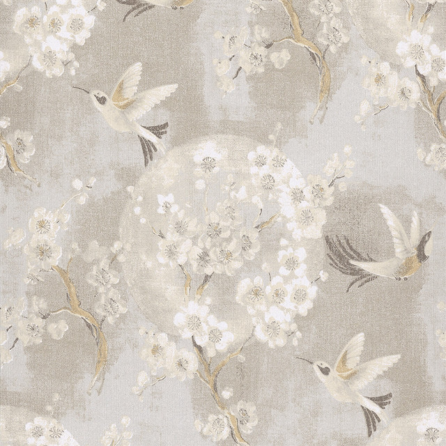 Bird flower pattern gray background free wallpaper for tablet - medium preview image