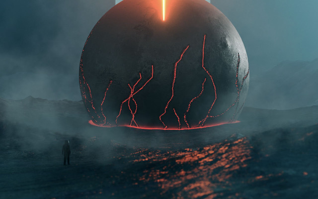 Man giant object ocean bright free wallpaper for desktop - medium preview image