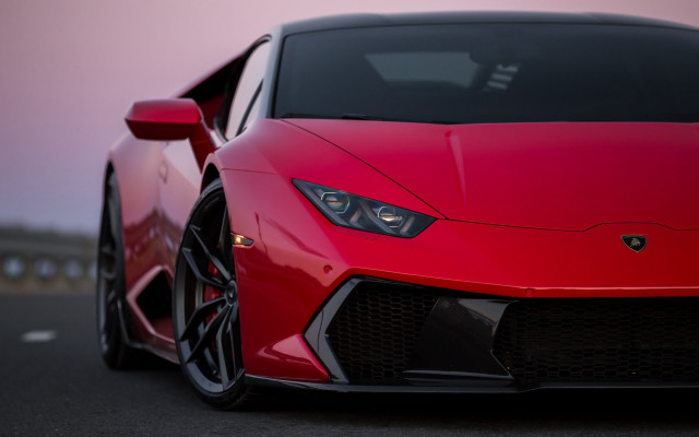 Red sports car dusk hood free wallpaper for desktop - medium preview image