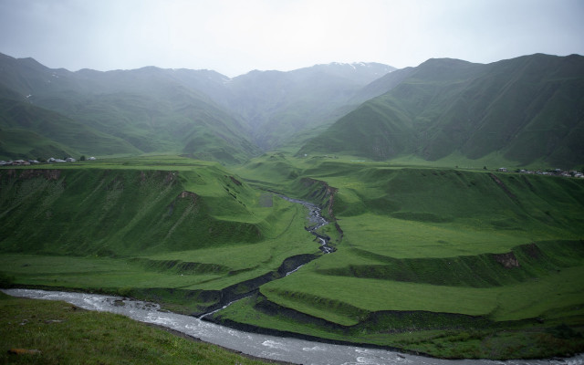 Valley river mountains cloudy sky #2 free wallpaper for desktop - medium preview image