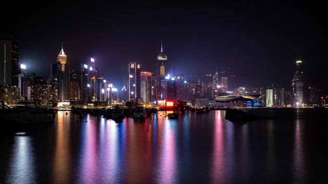 City skyline night water boat #6 free wallpaper for desktop - medium preview image