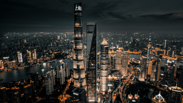 City lights night cyberpunk skyline #2 free wallpaper for desktop - medium preview image