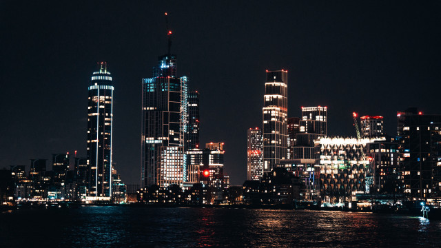 Cityscape night lights boat architecture free wallpaper for desktop - medium preview image