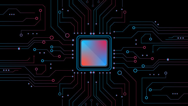 Computer chip blue red black free wallpaper for desktop - medium preview image