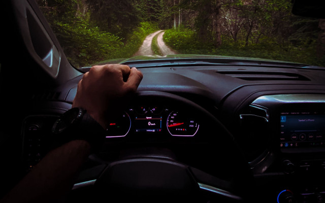 Night driving forest road car free wallpaper for desktop - medium preview image