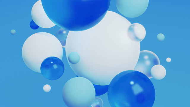 Blue white balloons floating blue free wallpaper for desktop - medium preview image
